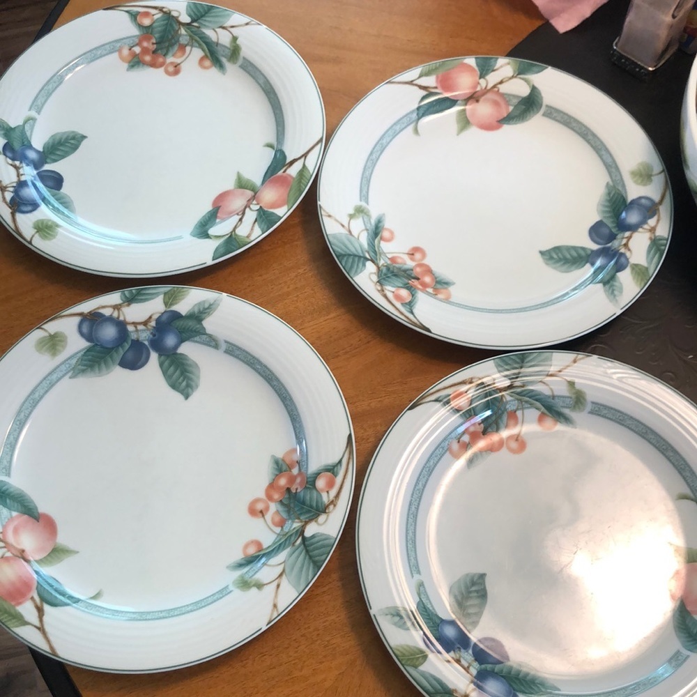 Four (4) Noritake Arctic Berries Dinner Plates